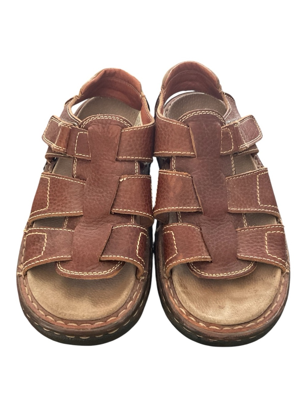 BJORNDAL Men’s Vintage Sandals Leather Brown Open Toe Cushioned Suede Footbed 11